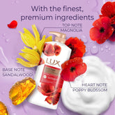 LUX Secret Poppy Body Wash with Bergamot Oil - Gentle & Soothing Shower Gel, Nourishing Body Cleanser, Aromatic Fragrance Bath Soap, Pack of 1, 1 L
