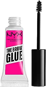 NYX Professional Makeup The Brow Glue Extreme Hold Eyebrow Setting Gel, 16 Hour Hold, Vegan Formula, Natural Finish, Brush Applicator, Shade: Clear (01)