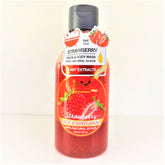 Pretty Cowry Deep Cleansing Face & Body Wash 100% Natural Strawberry Scrub 300ml.