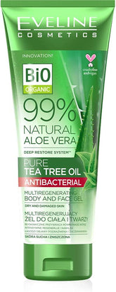Eveline BIO 99% Aloe Vera & Pure Tea Tree Oil Antibacterial Body & Face Gel 250ML
