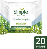 Simple Biodegradable Kind To Skin Micellar Wipes 20'S