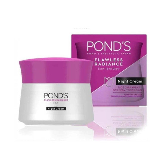 Pond's Flawless Radiance Night Cream, with Niacinamide Even-tone Glow Fades Dark Spots and Blemishes, 50g