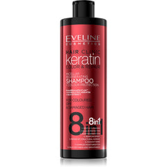 Eveline Hair Clinic Keratin Color & Repair 8 in 1  Micellar Regenerating Shampoo + Colour Protection For Coloured,Dry & Damaged Hair 400ml