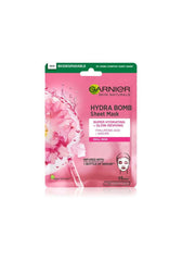 Garnier Moisture Bomb Sakura and Hyaluronic Acid Sheet Mask, Hydrating and Glow Reviving Face Mask For Dull Skin, Biodegradable and Vegan Tissue, 28g