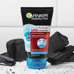 Garnier Pure Active 3 In 1 Charcoal Mask,Scrub Wash 150ml