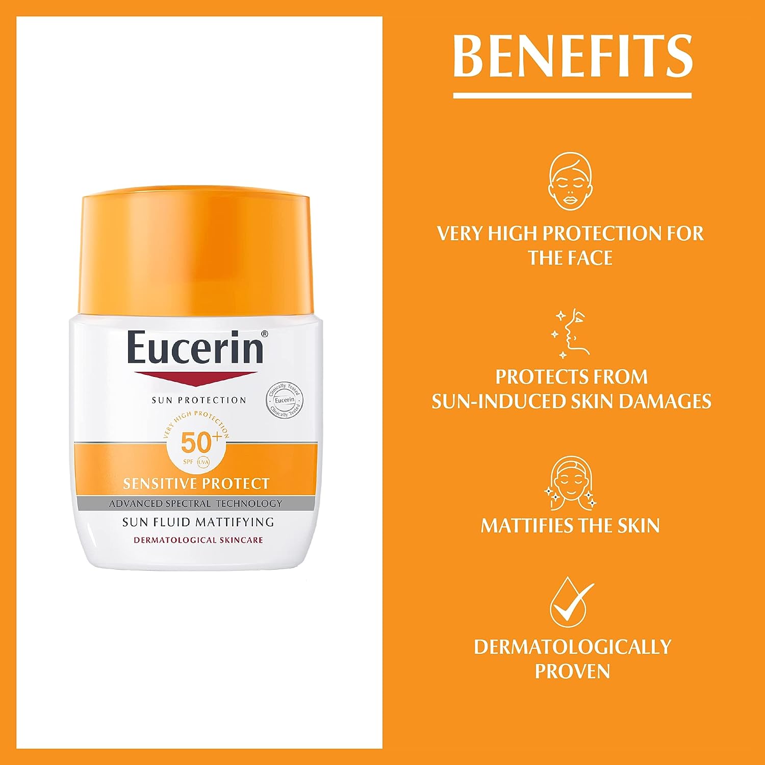 Eucerin Sun SPF50 Fluid Mattifying Sunscreen 50ml