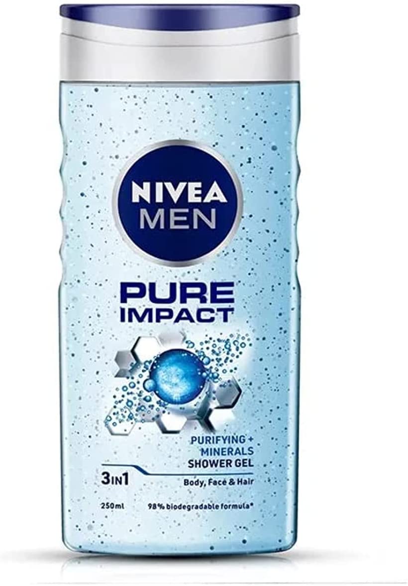 Nivea 3 In 1 Men Pure Impact Shower Gel 250ml