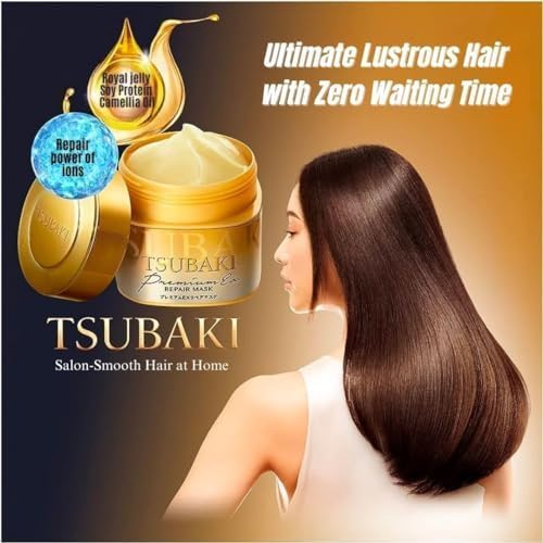 TSUBAKI Shiseido Premium Repair Hair Mask 180g-deeply penetrates into The Hair for to Provide and Lock in nutrients for sustained Effects of Salon Treatment Hair Mask 180g