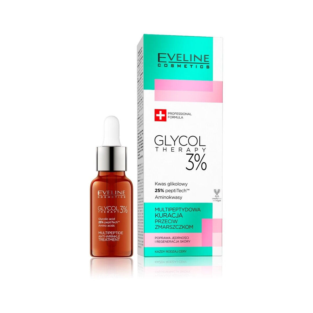 Eveline Glycol Therapy 3%  Mulpeptide Anti-Wrinkle Treat Face Serum 3ml