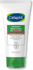 CETAPHIL Advanced Relief Cream with Shea Butter, 6 oz, For Continuously Dry, Sensitive Skin, 48 Hour Hydration, All Skin Tones & Types, Hypoallergenic, Fragrance Free