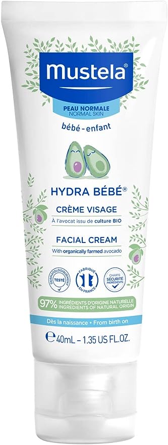 Mustela Hydra Bebe Face Cream – Daily Baby Moisturizer with Natural Avocado- 40ml