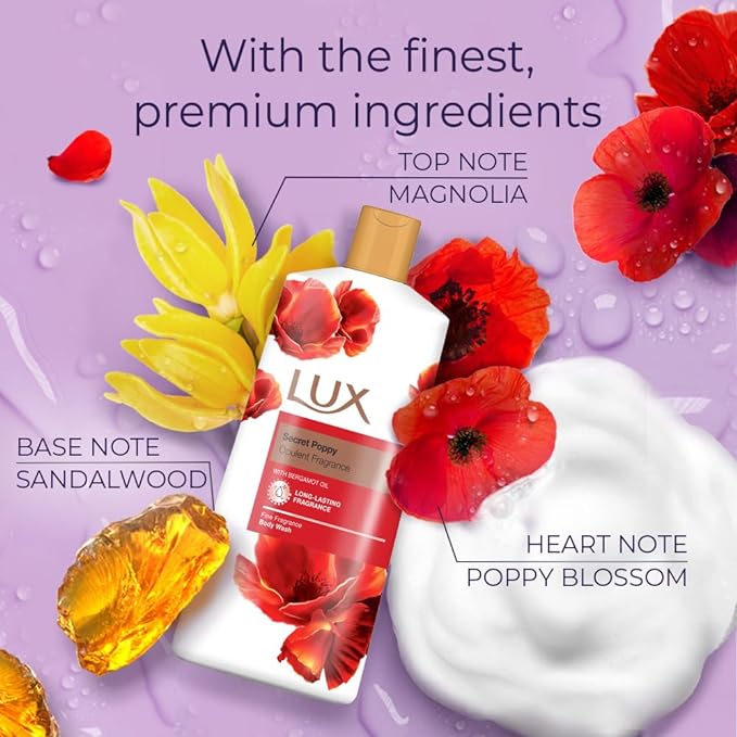 Lux Secret Poppy With Bergamot Oil Body Wash 600ml