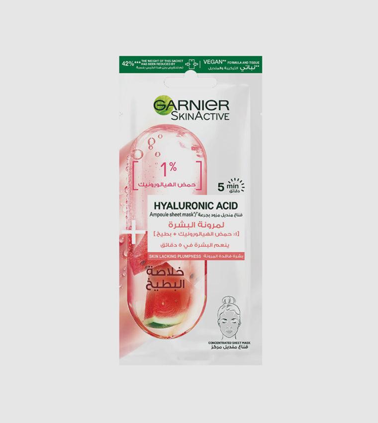 Garnier Skinactive Tissue Mask Ampoule, 1% Hyaluronic Acid X Watermelon