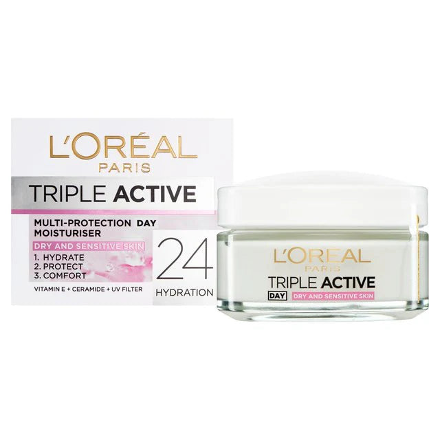 Loreal Triple Active Dry & Sensitive Skin Day Cream 50ml