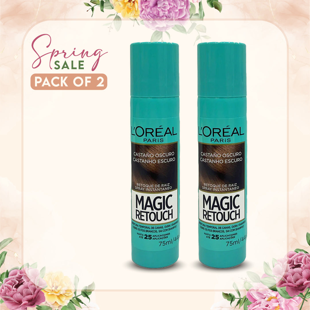 Loreal Magic Retouch Hair Root Concealer Spray - Brown 75ml (Pack of 2)