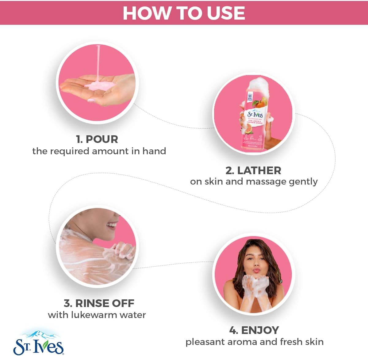 St Ives Pink Lemon & Mandarin Orange Body Wash 16Oz