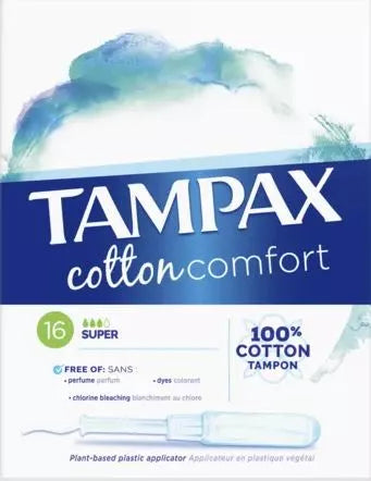 Tampax Super Cotton Comfort Tampons 16'S