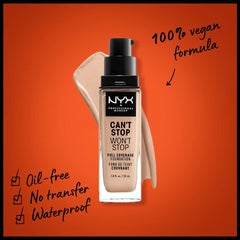 NYX Can't Stop Won't Stop Full Coverage Foundation 30ml - Vanilla