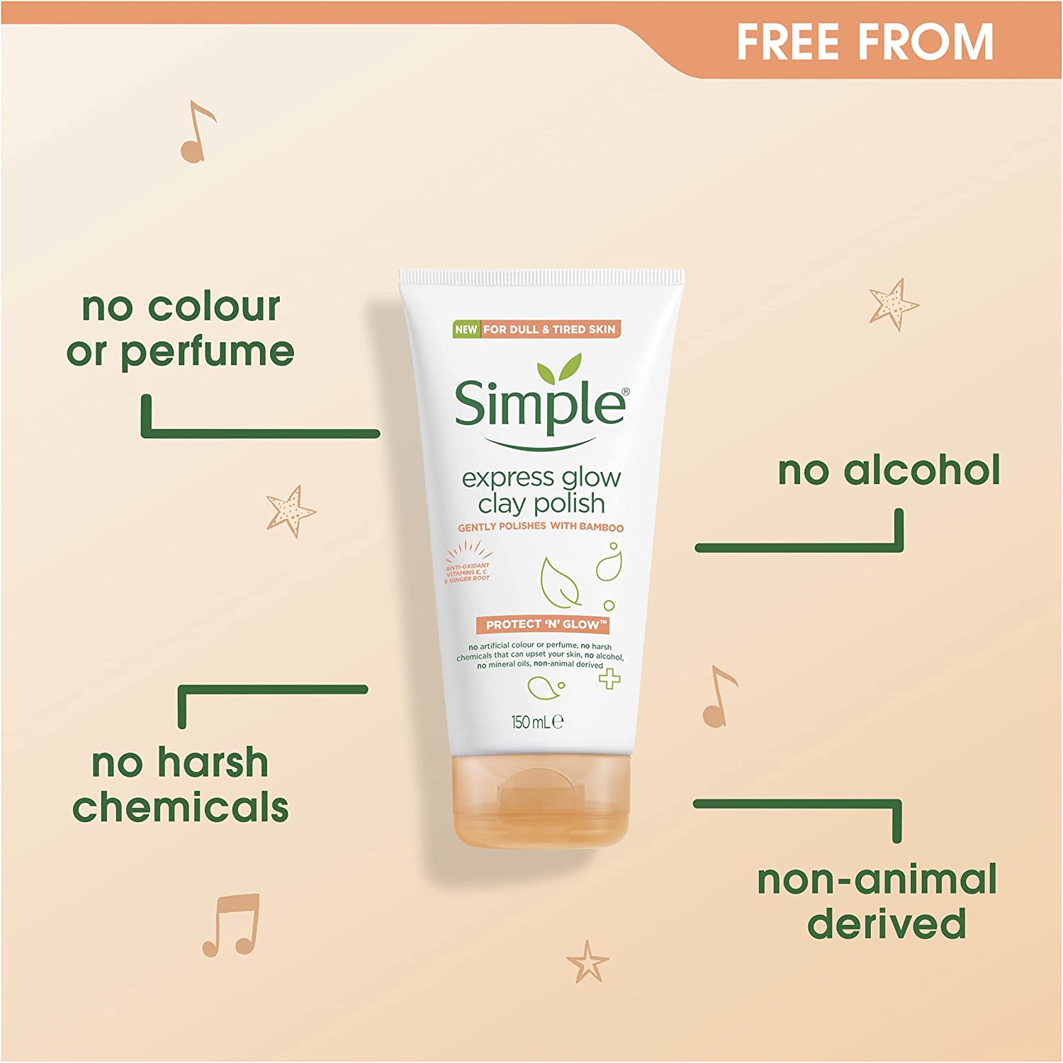 Simple Protect 'N' Glow Express Glow Clay Polish Cleanser leaves skin naturally glowing for expert facial skin care 150 ml…