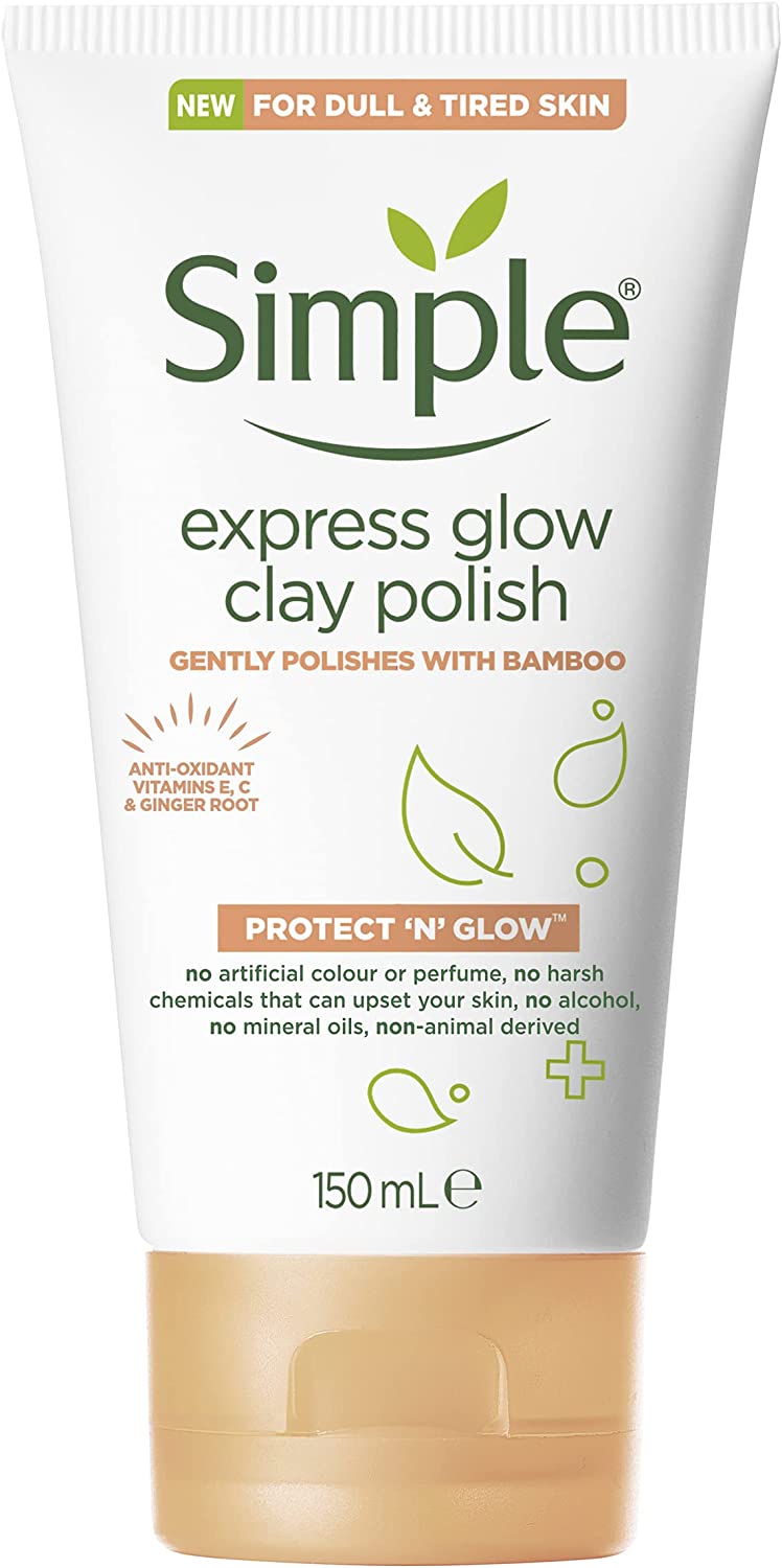 Simple Protect 'N' Glow Express Glow Clay Polish Cleanser leaves skin naturally glowing for expert facial skin care 150 ml…