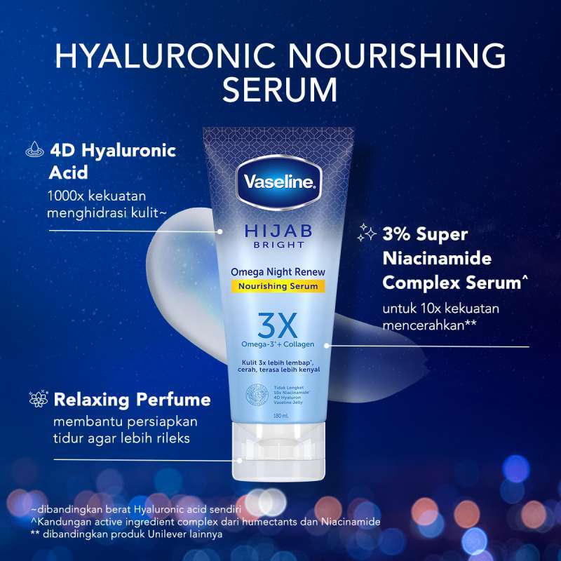 Vaseline 3X Hijab Bright Night Renew Nourishing Serum 180ml