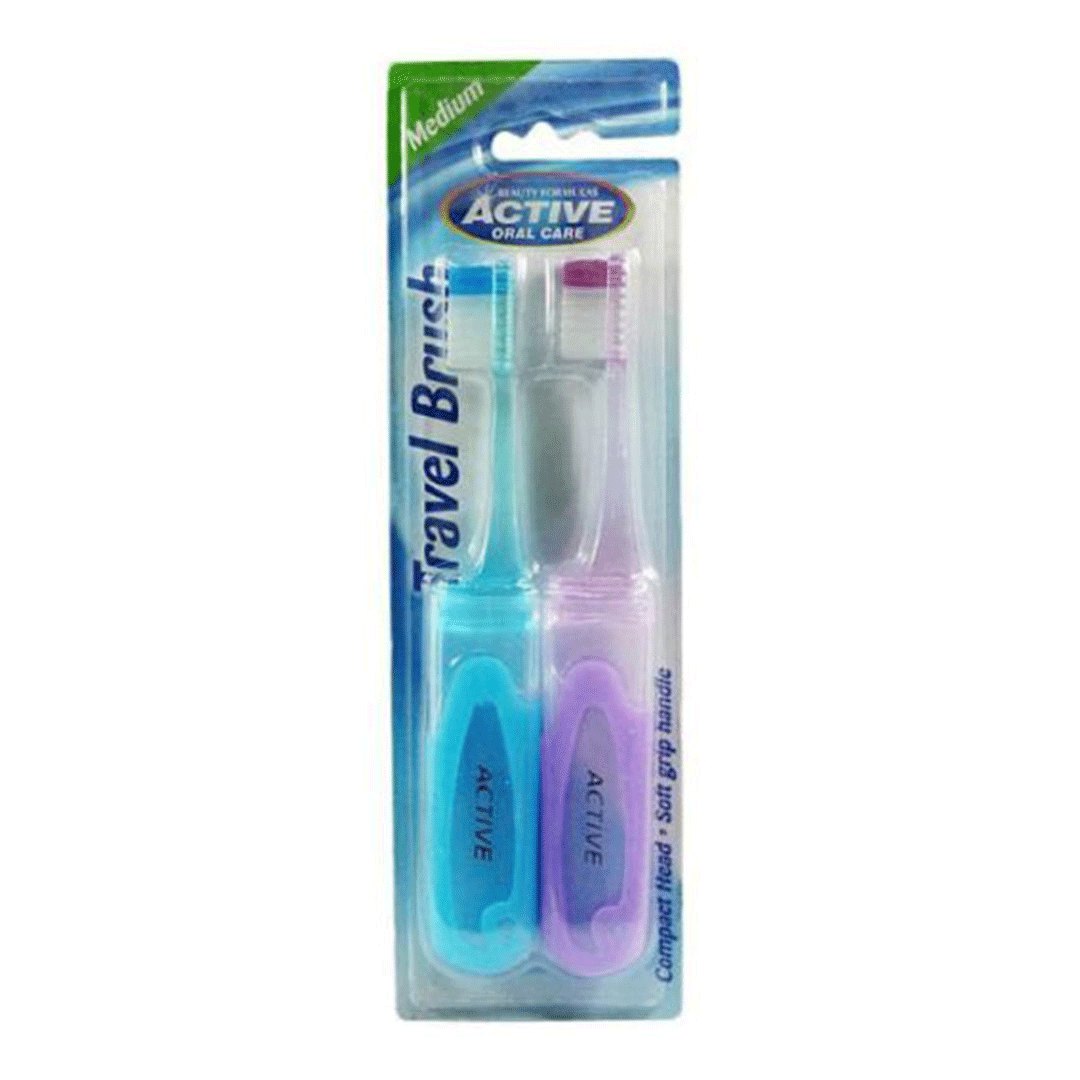 Active Travel Medium Tooth Brush 2'S