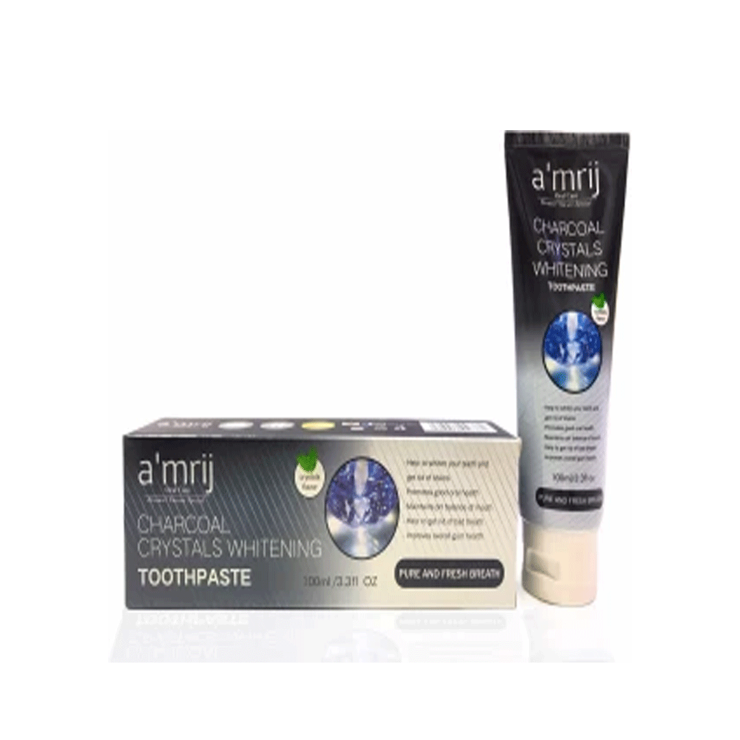 Amrij Charcoal Crystals Whitening Toothpaste | Pure & Fresh Breath 100 ML