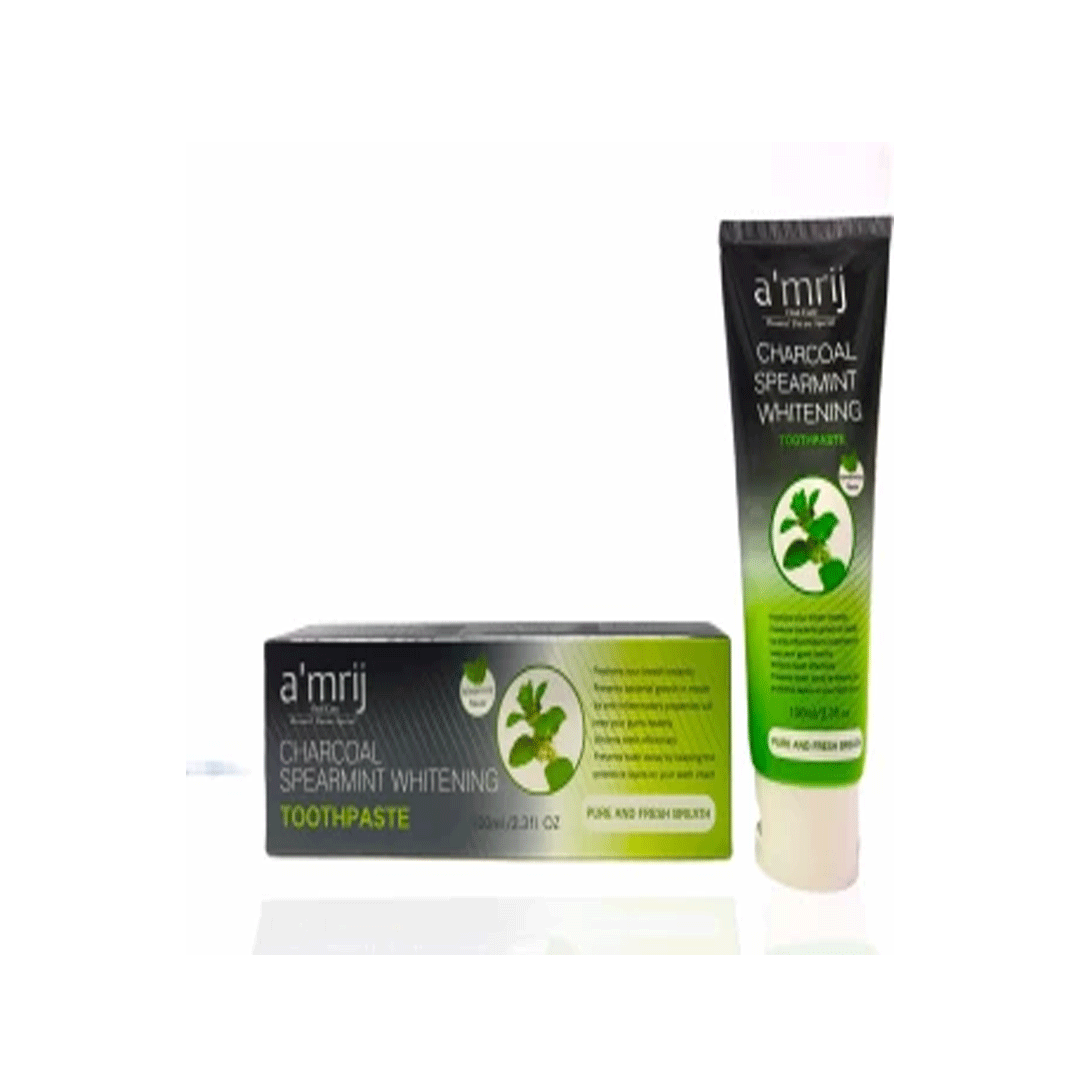 Amrij Charcoal Spearmint Whitening Toothpaste | Pure & Fresh Breath 100ML