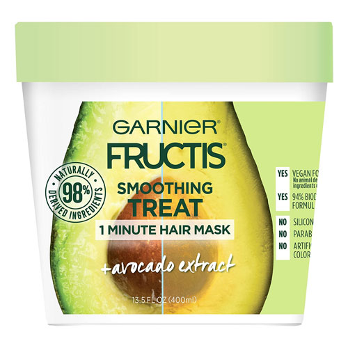 Garnier Fructis Smoothing Treat 1 Minute Hair Mask with Avocado Extract for Split Ends and to Add Shine 400ML