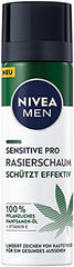 NIVEA MEN Sensitive Pro Shaving Foam (200 ml), Sensitive Shaving Foam for Men with Hemp Seed Oil & Vitamin E, Protection Against Skin Irritation for a Gentle and Smooth Shave