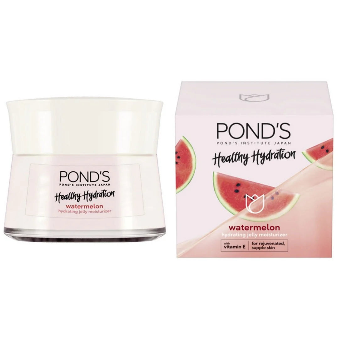 Pond's Healthy Hydration Gel Moisturizer for Rejuvenated, Supple Skin, Watermelon, with 100 percent Natural Origin Watermelon Extract and Vitamin E, 50ml