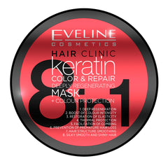 Eveline Keratin Color & Repair 8 in 1 Hair Mask 500ml  ايفلين كيراتين ماسك 8 في 1 لإصلاح و تجديد الشعر المصبوغ