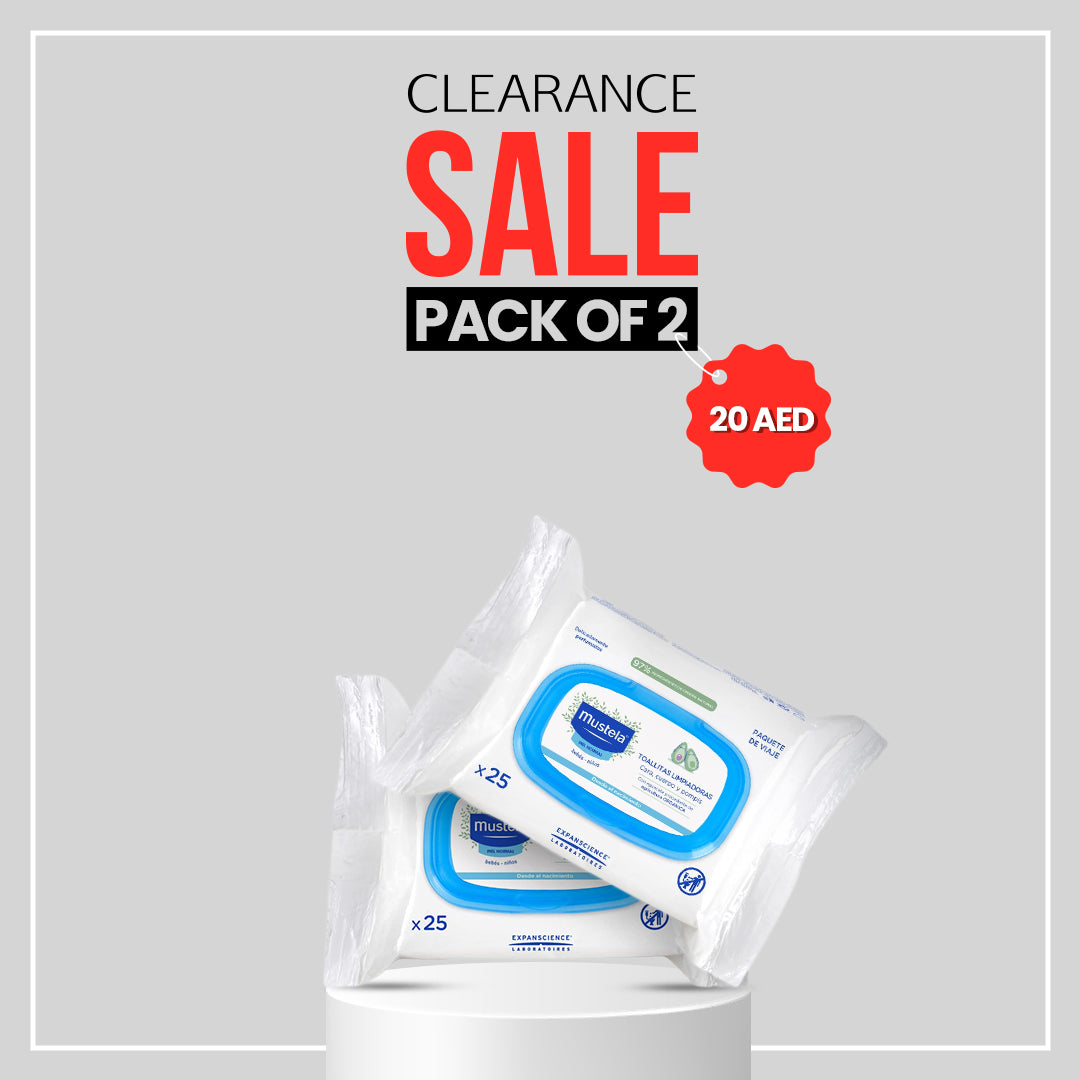 Mustela Travel Cleansing Wipes 25'S (Pack of 2)