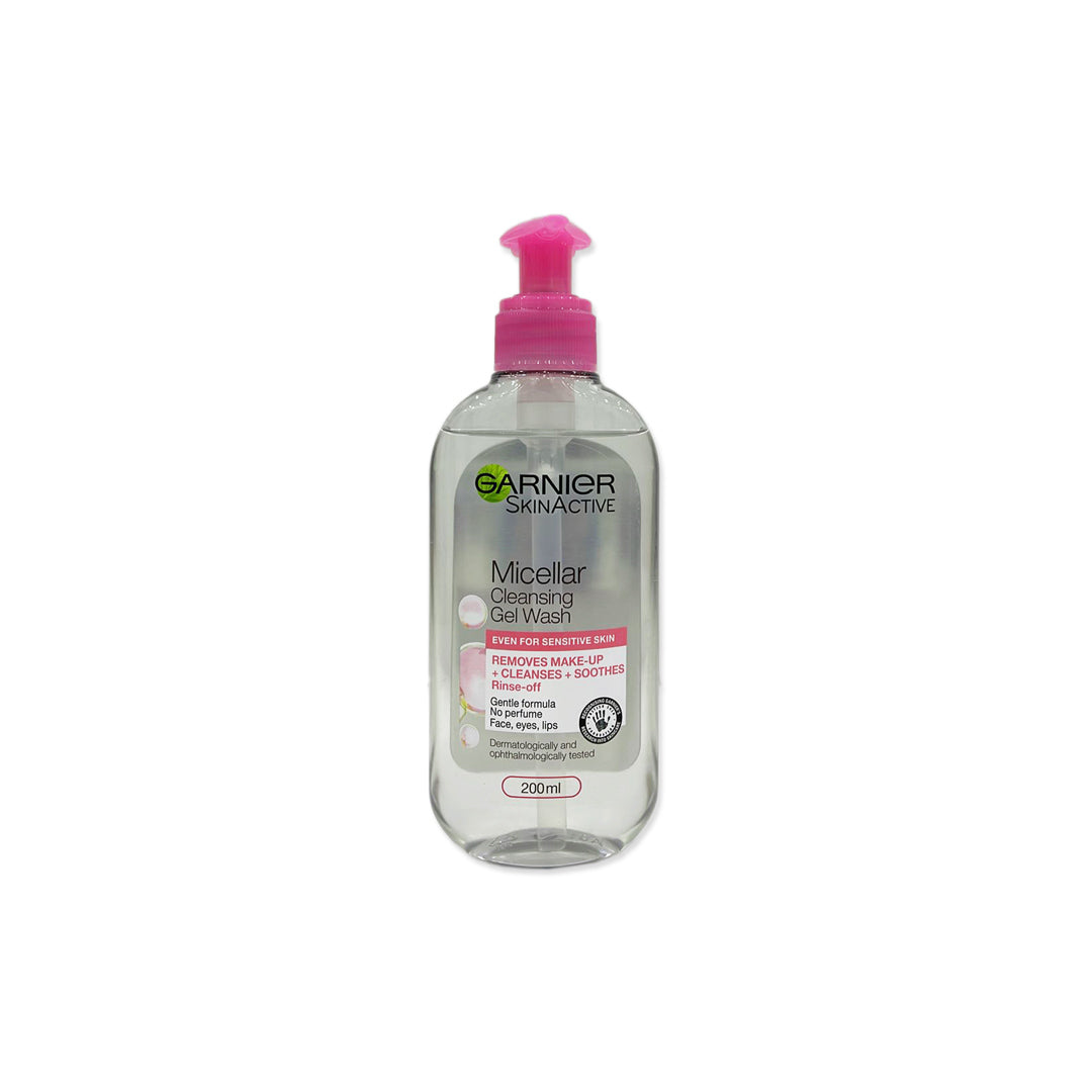 Garnier Micellar Gel Face Wash For Sensitive Skin 200ml, Gentle Face Cleanser & Makeup Remover, Recognised By The British Skin Foundation, Rinse-Off, Non-Drying & Fragrance Free Formula