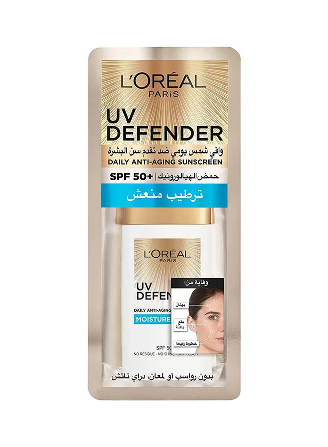 LOreal UV Defender Moisture Fresh Daily Anti-Ageing Sunscreen SPF 50+ With Hyaluronic Acid 50ml