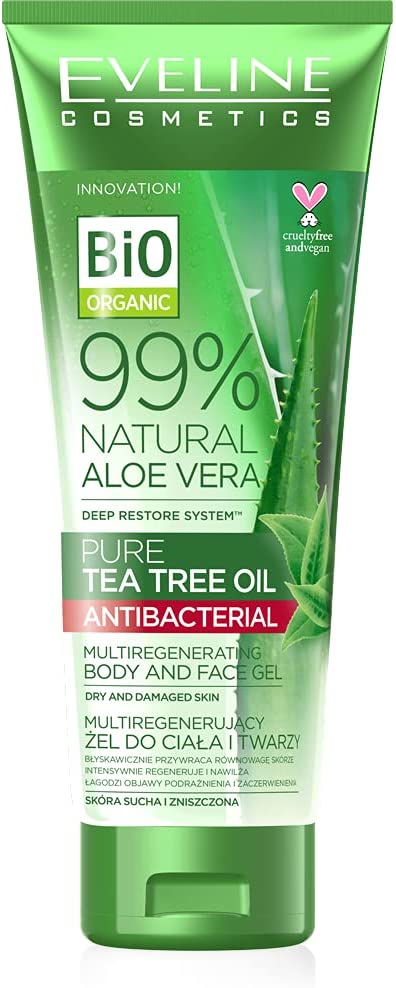 Eveline Aloe Vera Tea Tree Oil Body & Face Gel 250ML (Pack of 2)