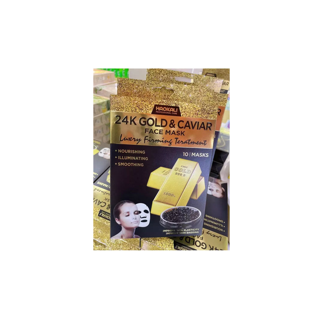 Haokali 24K Gold 3029 Caviar Sheet 10Pcs Mask