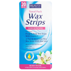 Beauty Formulas Travel Pack Hair Remover Wax Strips 20'S