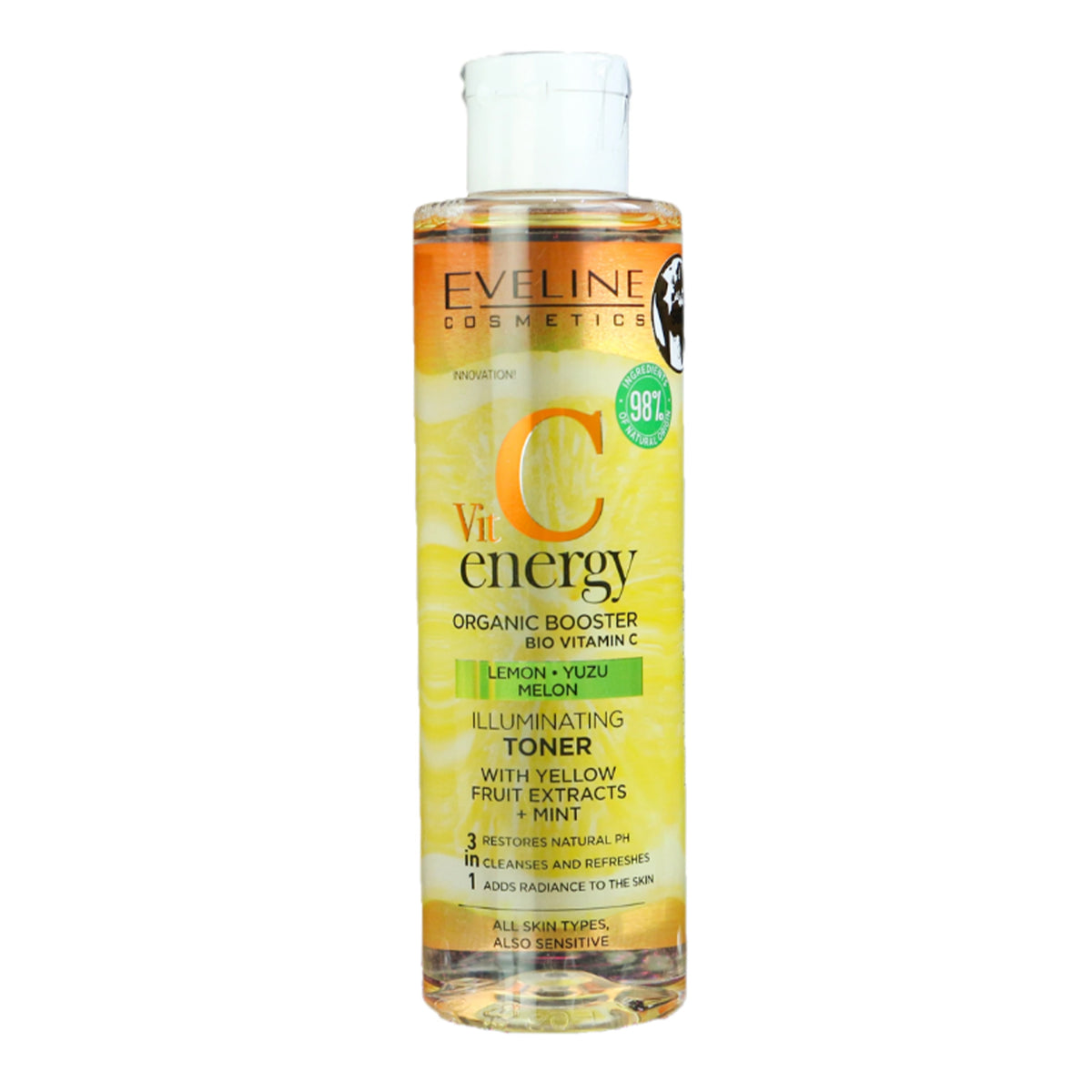 Eveline Vit C Energy 3 in 1 Organic Booster Toner With Yellow Fruit Extracts + Mint 200ml