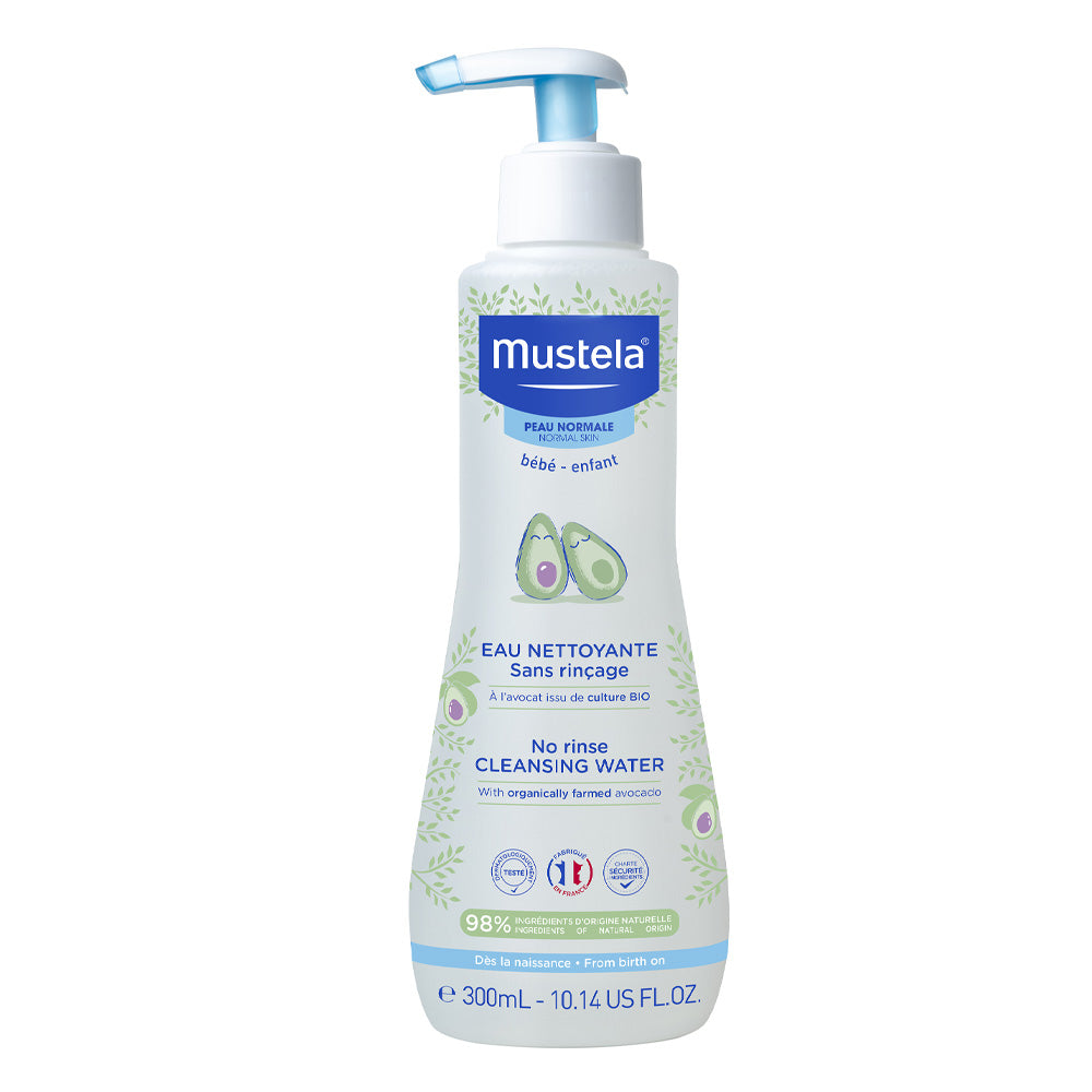 Mustela Baby Cleansing Water - No-Rinse Micellar Water - with Natural Avocado for Baby's Face, Body & Diaper - 300ml